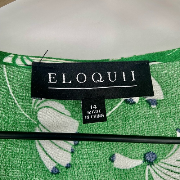 Eloquii Green Floral Print Layered Plus Size Wrap Dress 14 - Picture 2 of 13